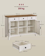 Buffetkast met Veel Opbergruimte – Dressoir in Landhuisstijl – Kabelbeheer & Verstelbare Planken