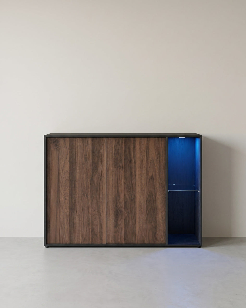 Opbergkast met LED-verlichting - Dressoir met Open & Gesloten Vakken