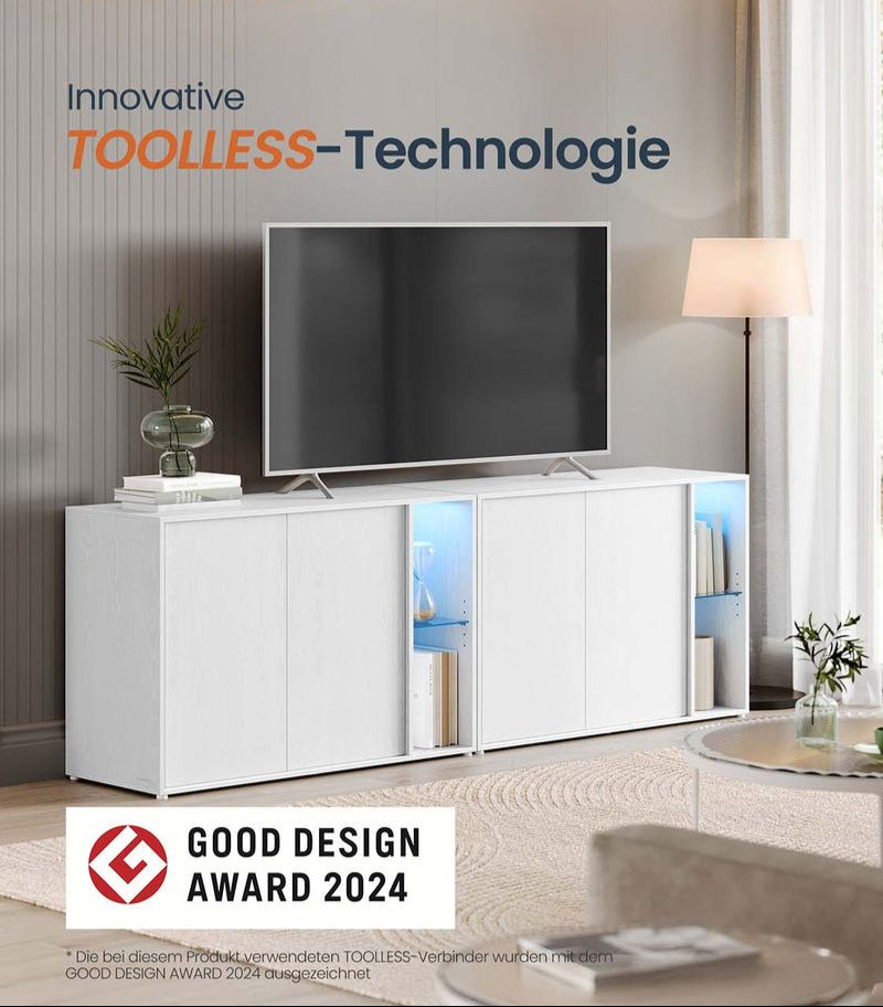 Opbergkast met LED-verlichting - Dressoir met Open & Gesloten Vakken