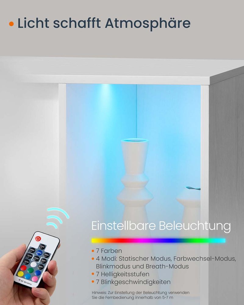 Opbergkast met LED-verlichting - Dressoir met Open & Gesloten Vakken