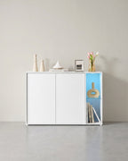Opbergkast met LED-verlichting - Dressoir met Open & Gesloten Vakken