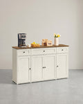 Dressoir – Keukenkast Met Werkblad En Verstelbare Planken – Wit En Honingbruin – Montage Zonder Gereedschap