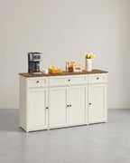 Dressoir – Keukenkast Met Werkblad En Verstelbare Planken – Wit En Honingbruin – Montage Zonder Gereedschap