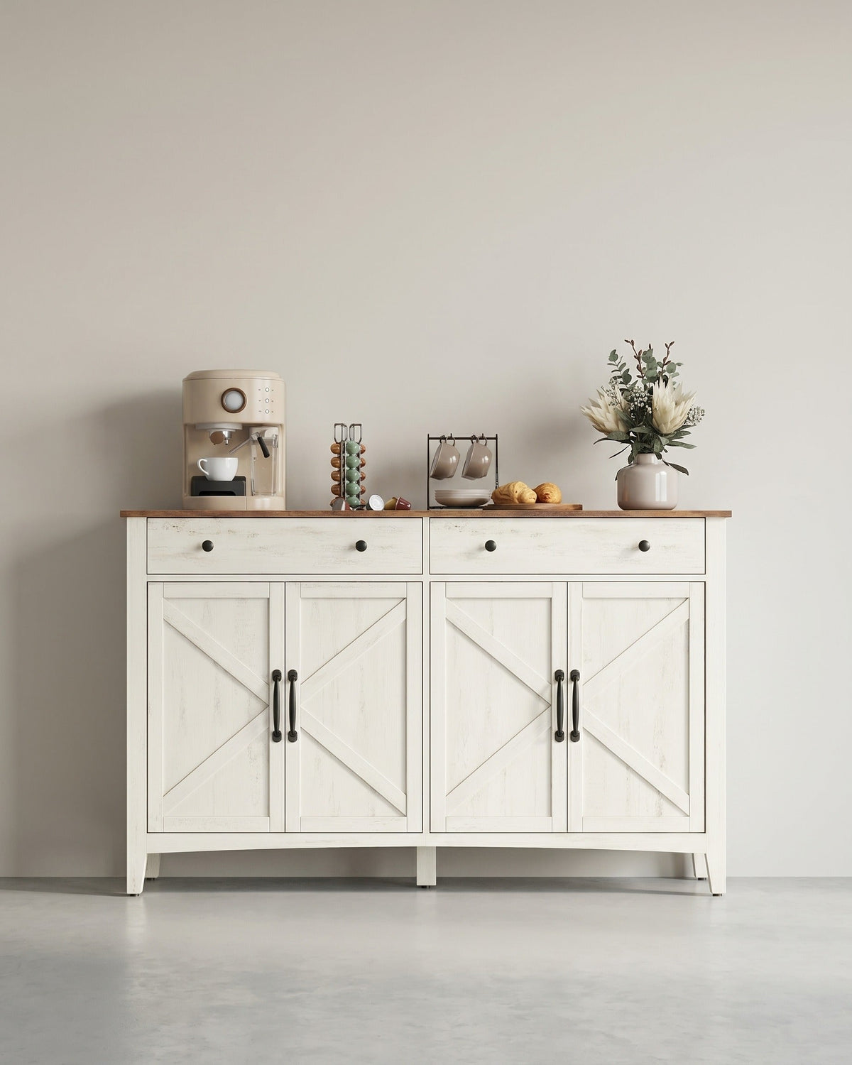 Dressoir met Deurtjes en Lade – Landhuisstijl – Keukenkast met Verstelbare Planken