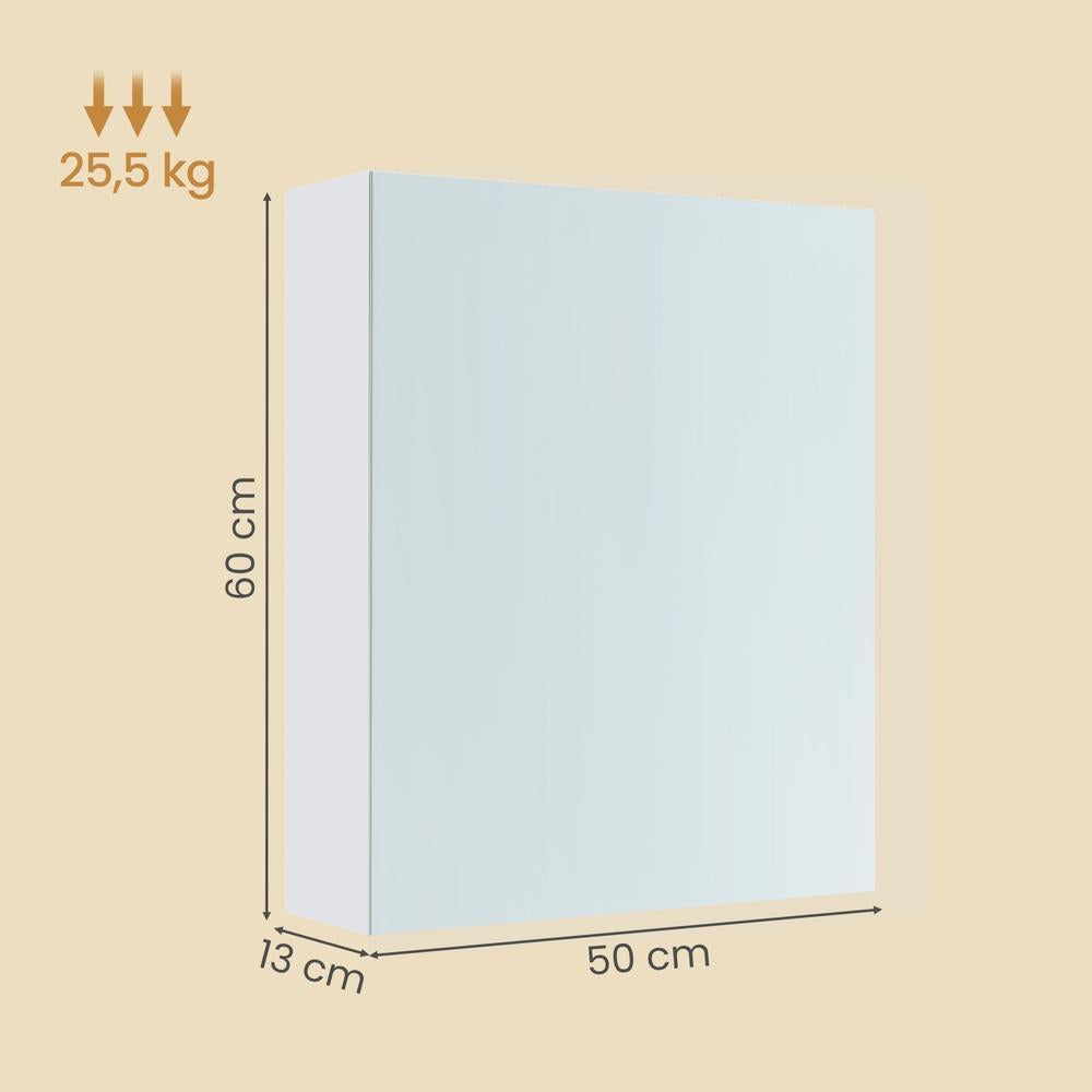 Hangkast Met Spiegel - Badkamerkast Met Verstelbare Planken - Voor Badkamer