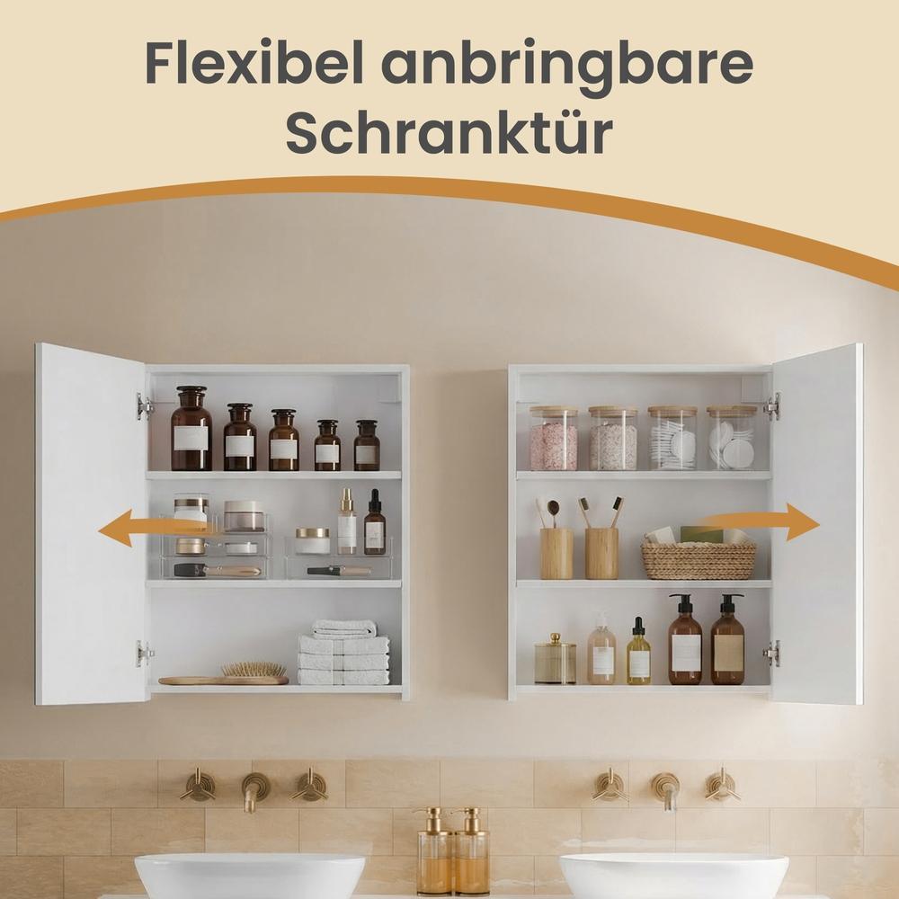 Hangkast Met Spiegel - Badkamerkast Met Verstelbare Planken - Voor Badkamer