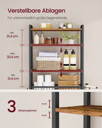 Badkamerrek Boven Toilet - Stalen Frame Met Houten Planken - Voor Compacte Badkamer