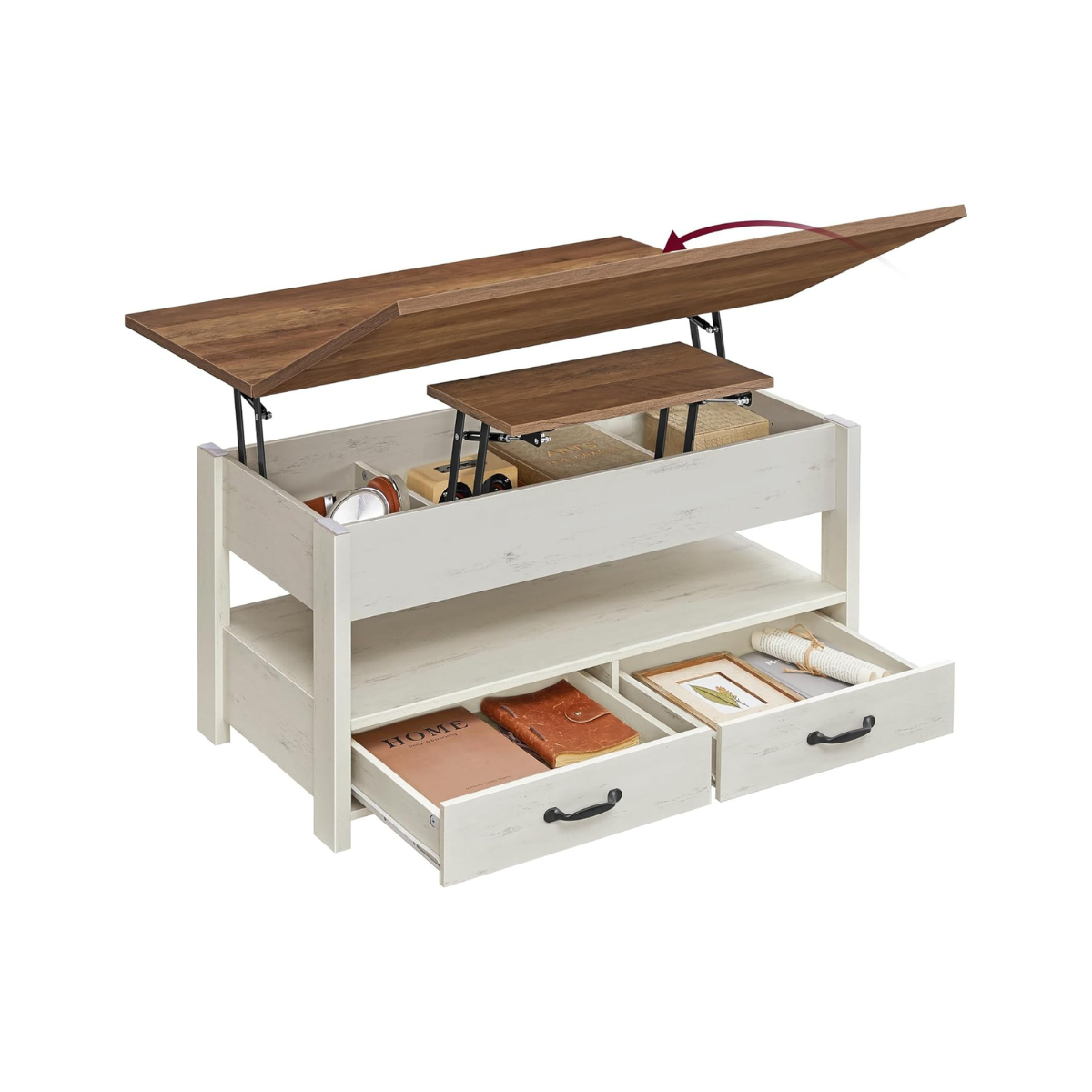 Salontafel Met Opklapbaar Blad en Verborgen Opbergruimte – Multifunctioneel, Verstelbaar en Modern Ontwerp – 100 cm Breed