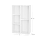 Boekenkast – Opbergkast – 5 Vakken – 50 x 24 x 80 cm – Wit