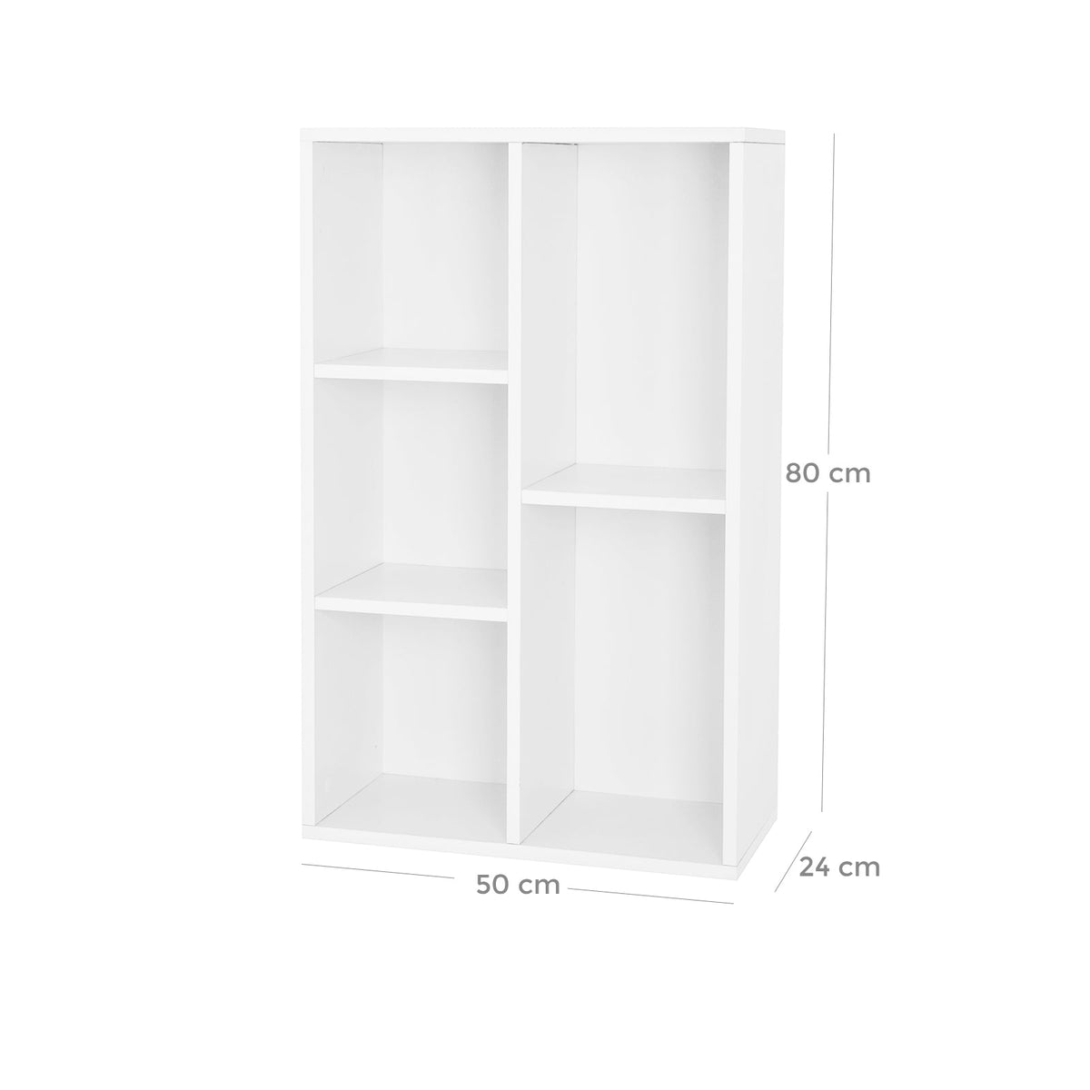 Boekenkast – Opbergkast – 5 Vakken – 50 x 24 x 80 cm – Wit