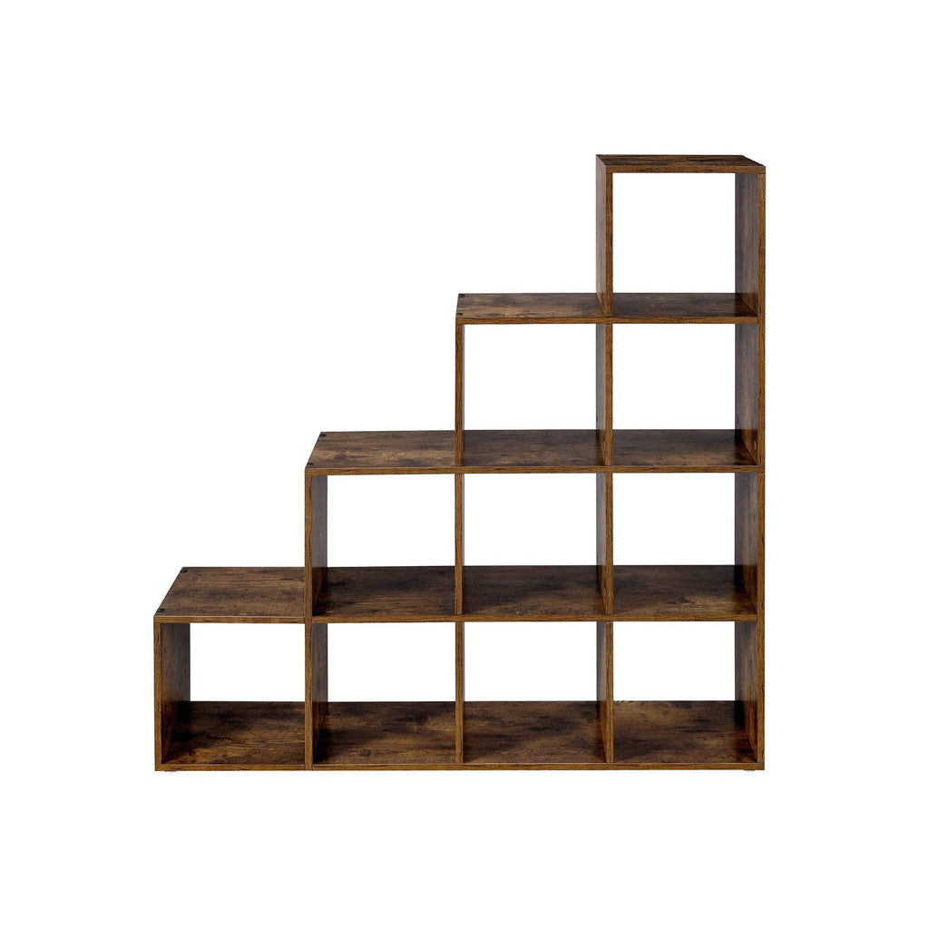 Boekenkast met 10 Vakken – Trapvormig Design – Opbergkast – 129,5 x 29 x 129,5 cm
