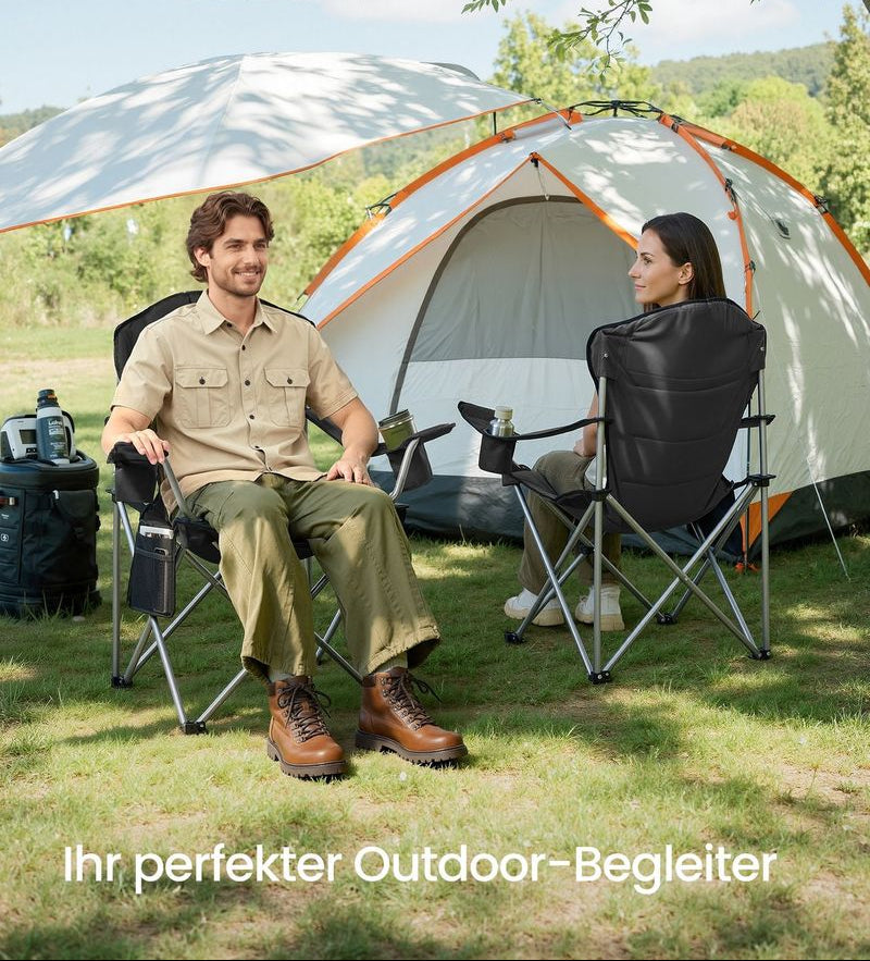 Campingstoel Inklapbaar – Extra Brede Zitting – Met Bekerhouder En Opbergtas