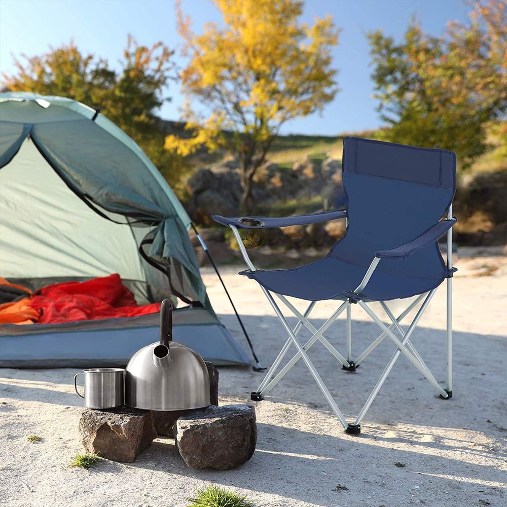 Opvouwbare Kampeerstoelen Set – Lichtgewicht – Met Bekerhouder en Draagtas