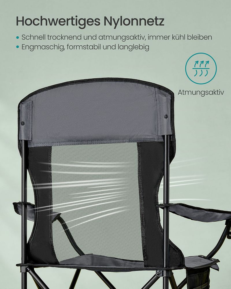 Campingstoelen Set van 2 – Opvouwbare Klapstoelen met Organizer en Bekerhouder – Draagbaar &amp; Comfortabel – 150 kg Draagvermogen