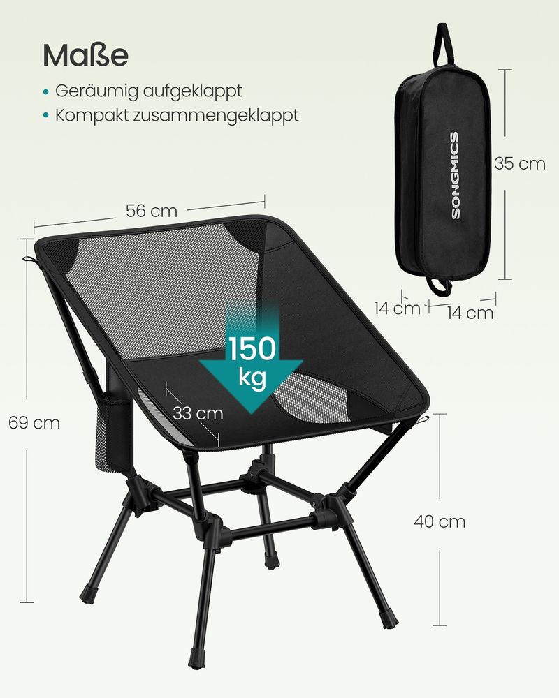 Opvouwbare Campingstoel - Verstelbare Outdoor Stoel Met Draagtas - Lichtgewicht Strandstoel
