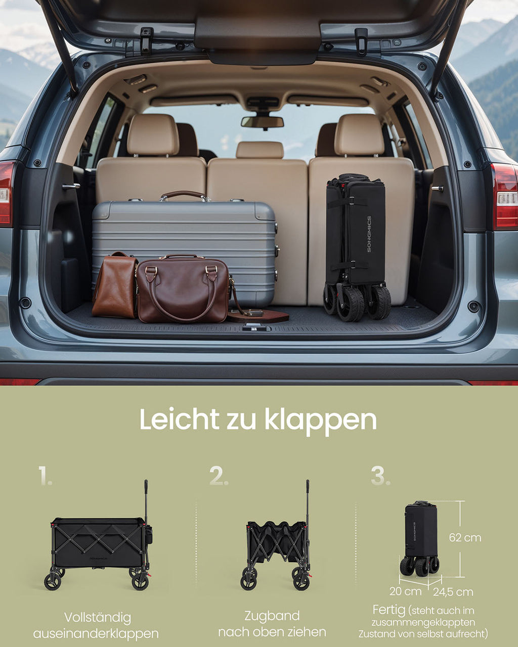 Bolderkar - Trolley – Opvouwbaar – Stalen frame