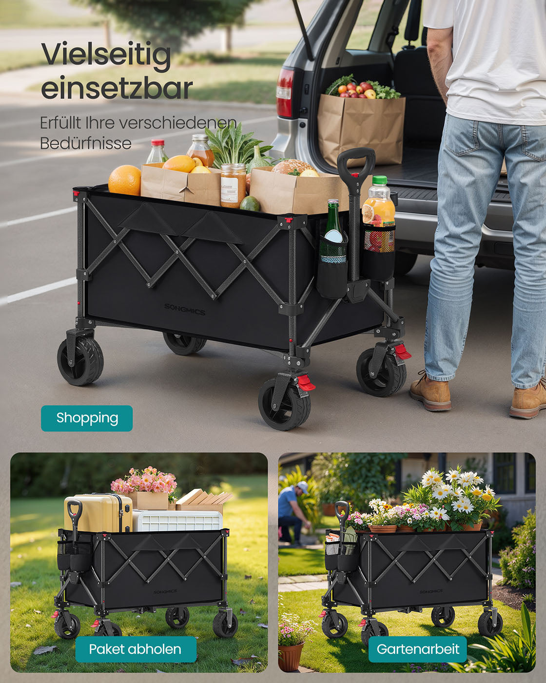 Bolderkar - Trolley – Opvouwbaar – Stalen frame