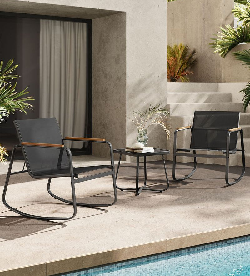 Tuinset 3-delig - Balkonset - 2 Stoelen met Bijzettafel