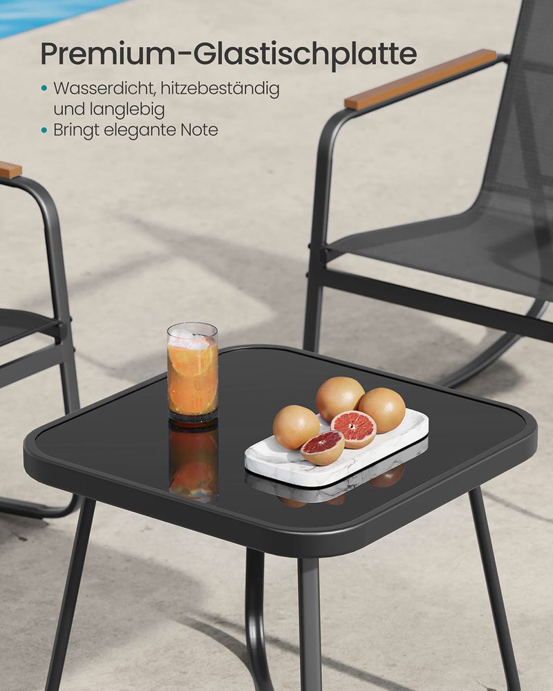 Tuinset 3-delig - Balkonset - 2 Stoelen met Bijzettafel