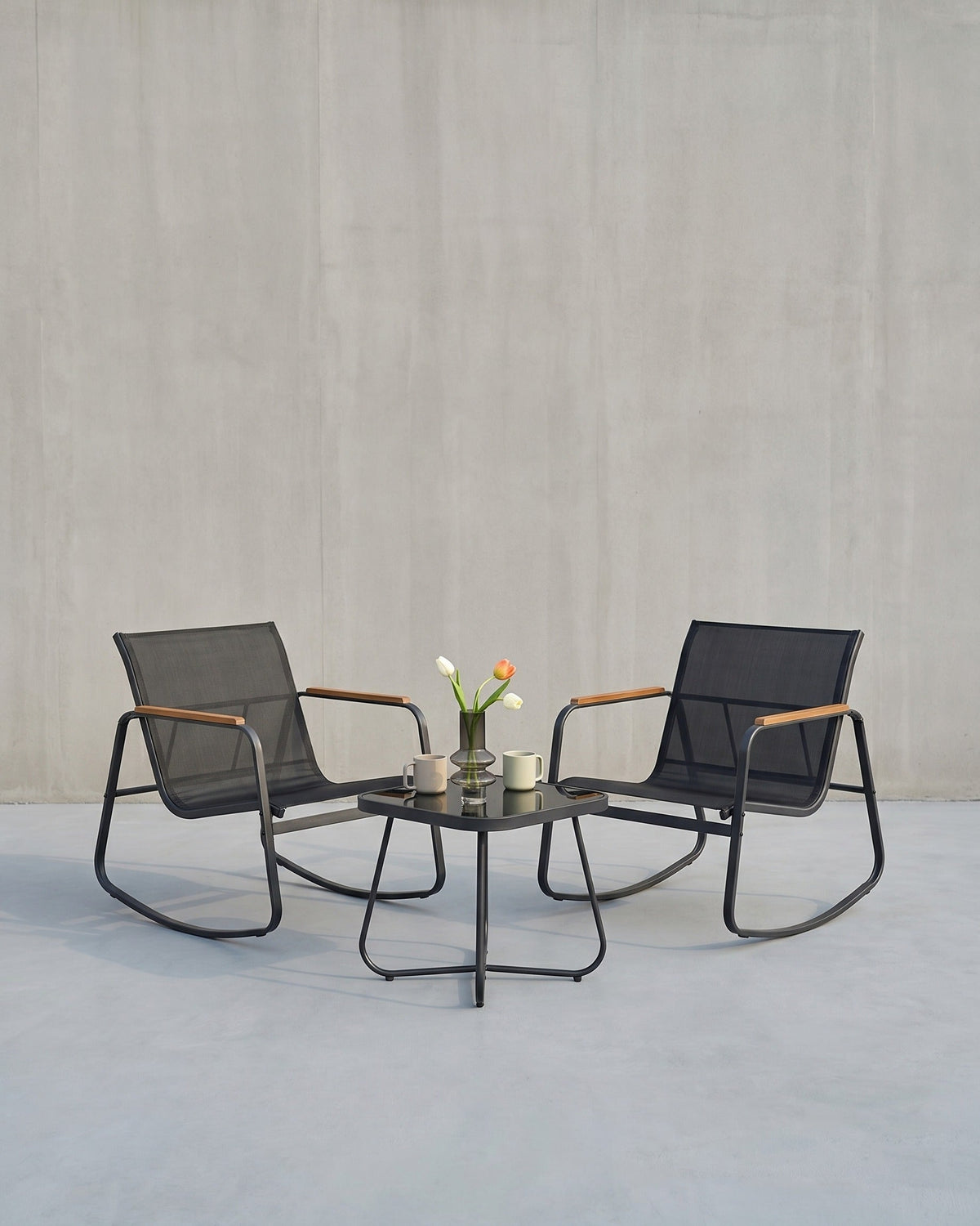 Tuinset 3-delig - Balkonset - 2 Stoelen met Bijzettafel
