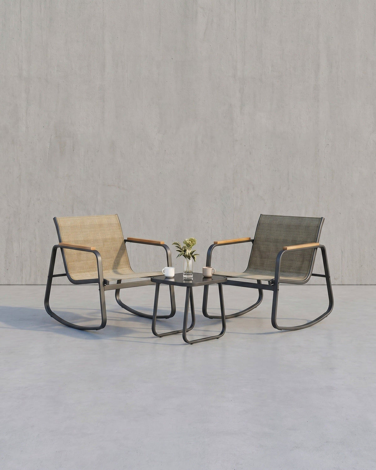 Tuinset 3-delig - Balkonset - 2 Stoelen met Bijzettafel