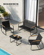 Tuinset Met 2 Schommelstoelen En Tafel - Voor Balkon Tuin Of Terras