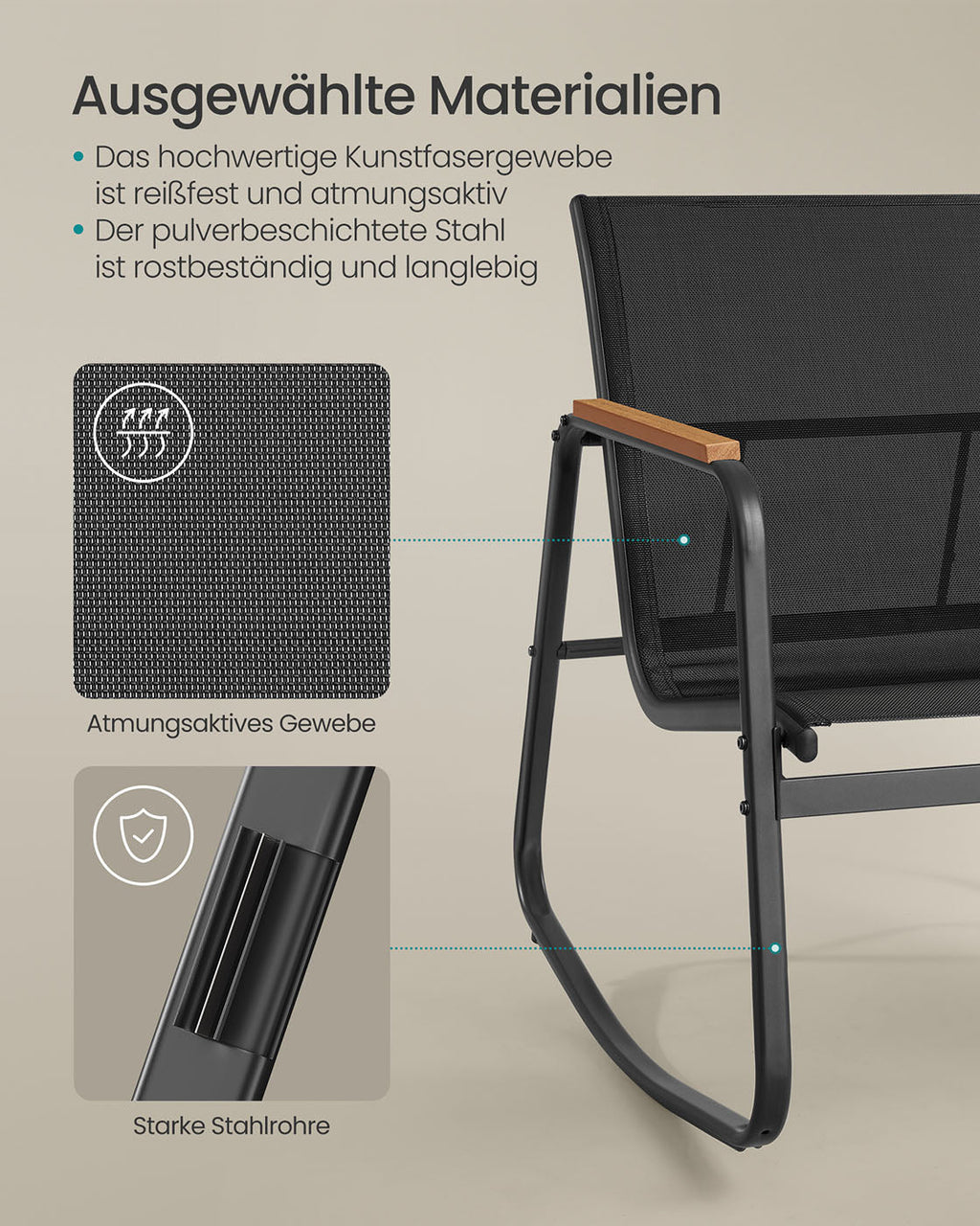 Tuinset Met 2 Schommelstoelen En Tafel - Voor Balkon Tuin Of Terras