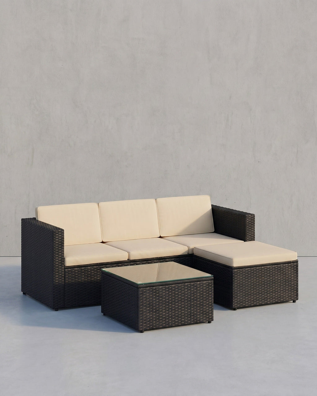 Loungeset met Tafel - Tuinbank - Tuinset - Polyrattan Tuinmeubelset