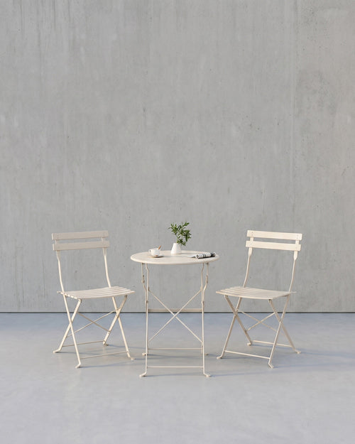Balkonset 3-Delig – Opklapbare Tafel met 2 Stoelen – Weerbestendig Stalen Frame – voor Balkon & Terras