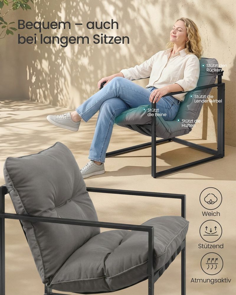 Tuinmeubelset – Balkonset Met Stoelen En Tafel – Stalen Frame – Met Dikke Kussens – Voor Balkon En Terras