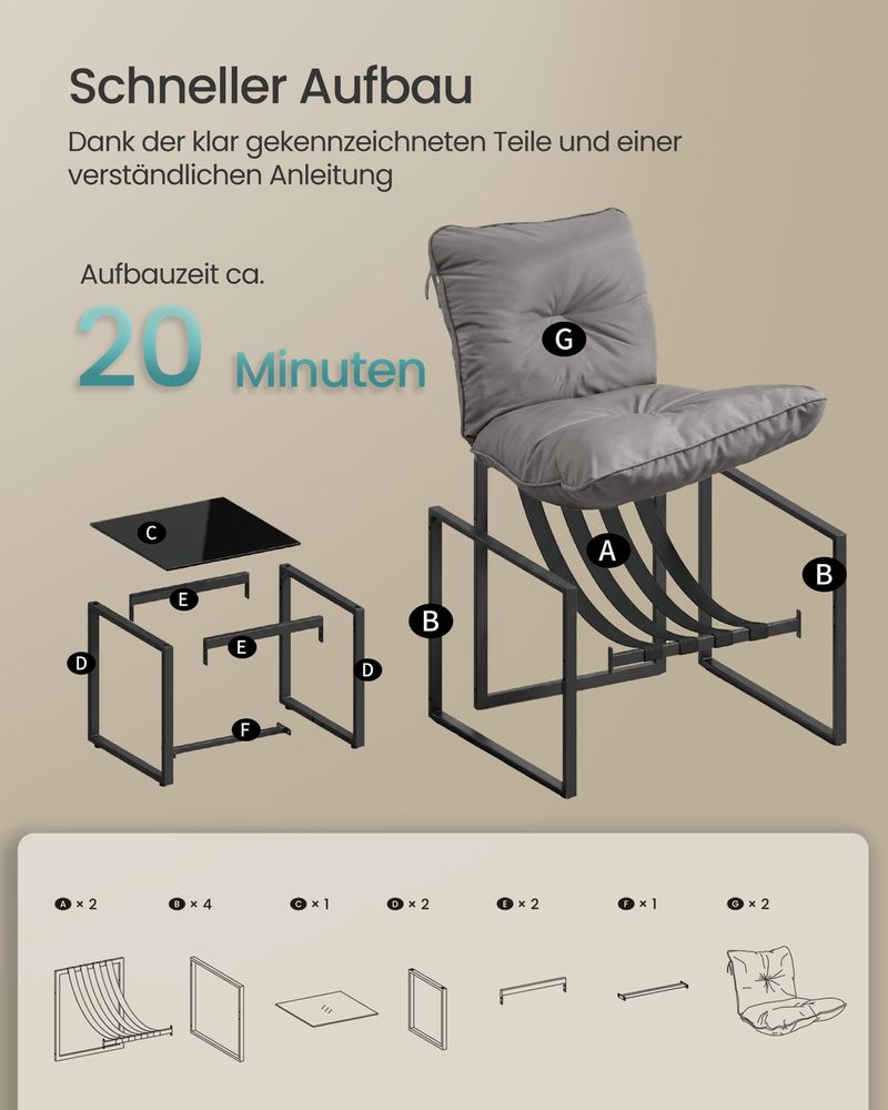 Tuinmeubelset – Balkonset Met Stoelen En Tafel – Stalen Frame – Met Dikke Kussens – Voor Balkon En Terras