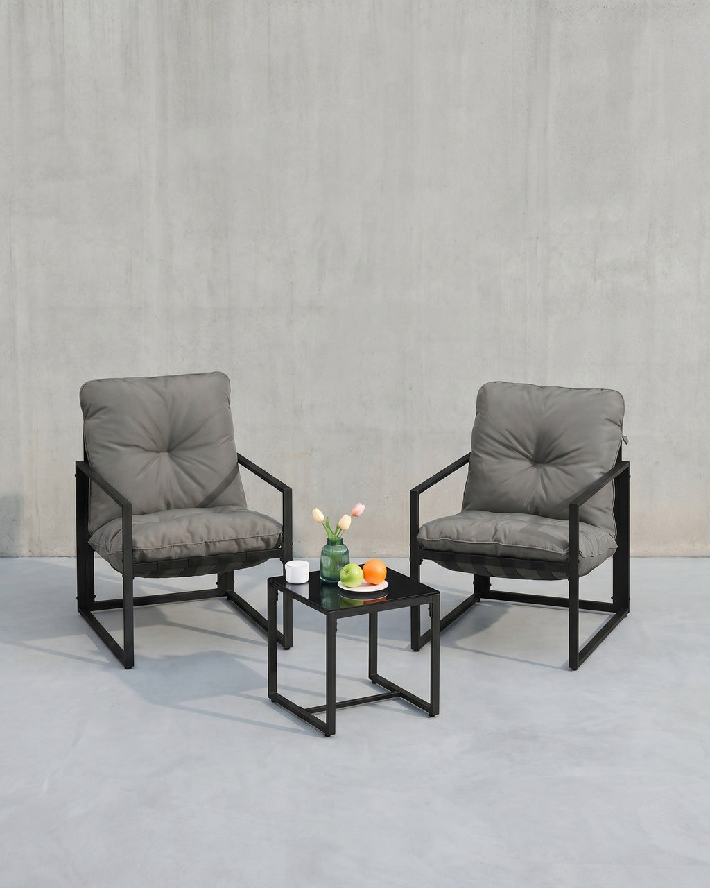 Tuinmeubelset – Balkonset Met Stoelen En Tafel – Stalen Frame – Met Dikke Kussens – Voor Balkon En Terras