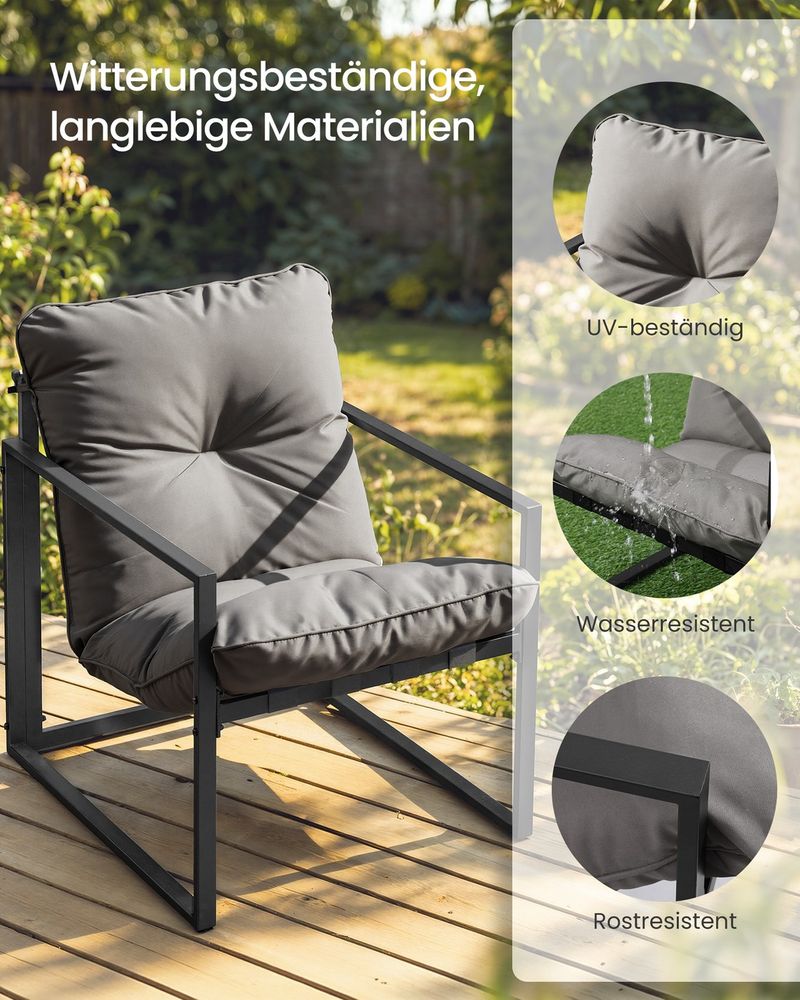 Tuinmeubelset – Balkonset Met Stoelen En Tafel – Stalen Frame – Met Dikke Kussens – Voor Balkon En Terras