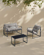 Tuinmeubelset – Balkonset Met Stoelen En Tafel – Stalen Frame – Met Dikke Kussens – Voor Balkon En Terras