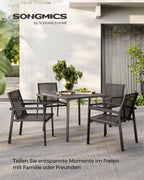 Tuinset 5-delig - 4 Tuinstoelen met Tafel - Zwart
