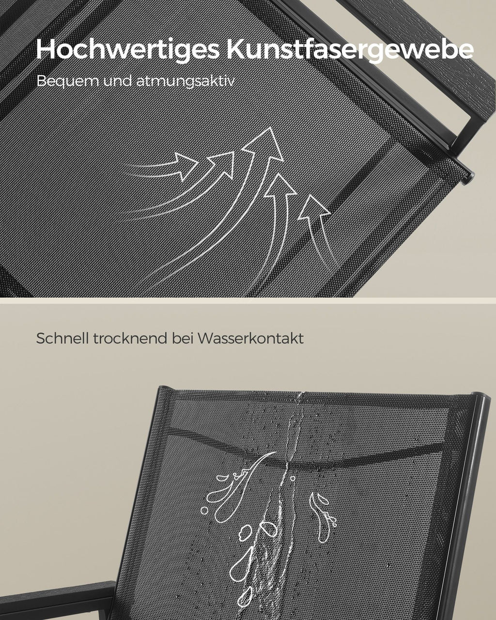 Tuinset 5-delig - 4 Tuinstoelen met Tafel - Zwart