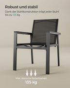 Tuinset 5-delig - 4 Tuinstoelen met Tafel - Zwart