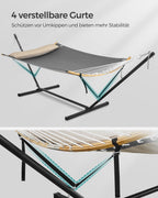 Hangmat – Metalen frame – Inclusief kussen – Draagvermogen tot 200 kg – Afmetingen frame 400 x 100 x 90 cm