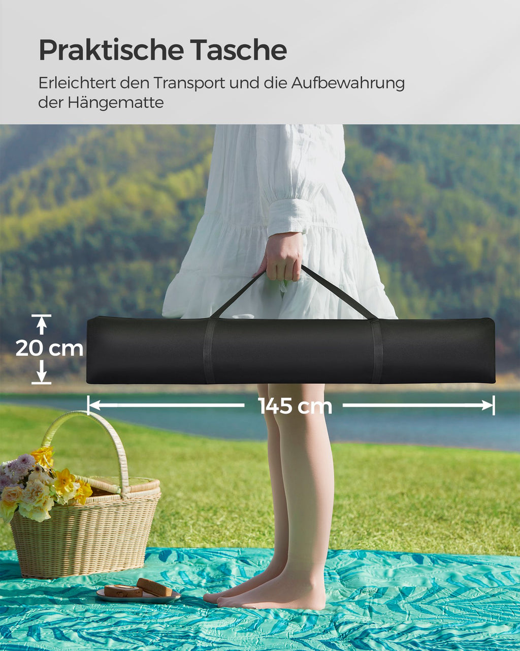 Hangmat – Metalen frame – Inclusief kussen – Draagvermogen tot 200 kg – Afmetingen frame 400 x 100 x 90 cm