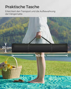Hangmat – Metalen frame – Inclusief kussen – Draagvermogen tot 200 kg – Afmetingen frame 400 x 100 x 90 cm