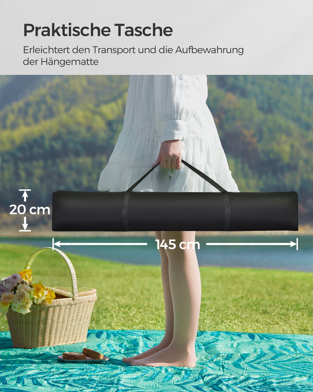 Hangmat – Metalen frame – Inclusief kussen – Draagvermogen tot 200 kg – Afmetingen frame 400 x 100 x 90 cm