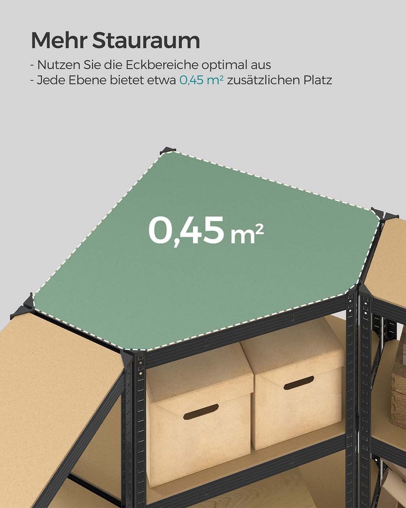 Hoekopbergrek Met Hoge Draagkracht – Modulair Stellingrek – Verstelbare Planken – Voor Garage, Kelder & Opslagruimte
