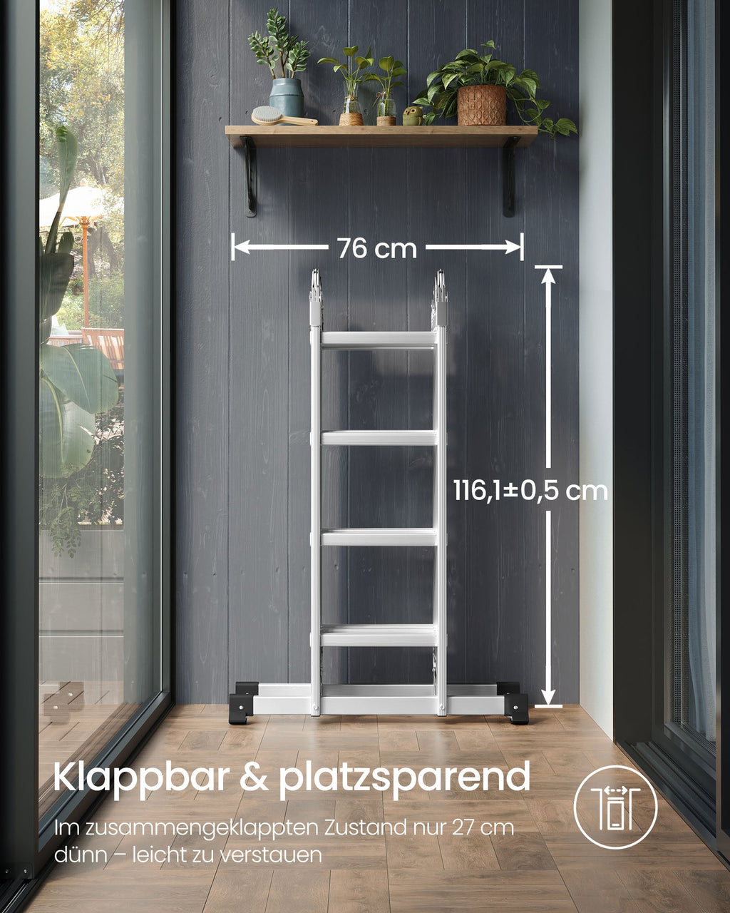 Aluminium Vouwladder - Multifunctionele Ladder - 6-in-1 Trapladder - 150 kg Draagvermogen