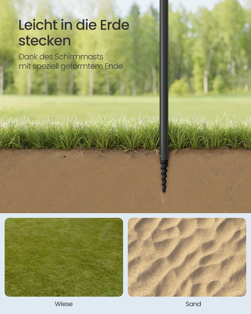 Strandparasol met Opbergruimte – Ø160 of 200 cm – Verstelbaar – UPF 50+ UV-bescherming – Inclusief Draagtasje