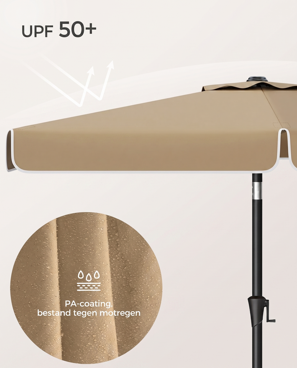 Rechthoekige Parasol - Balkon Parasol met Kantelfunctie - UV-bescherming