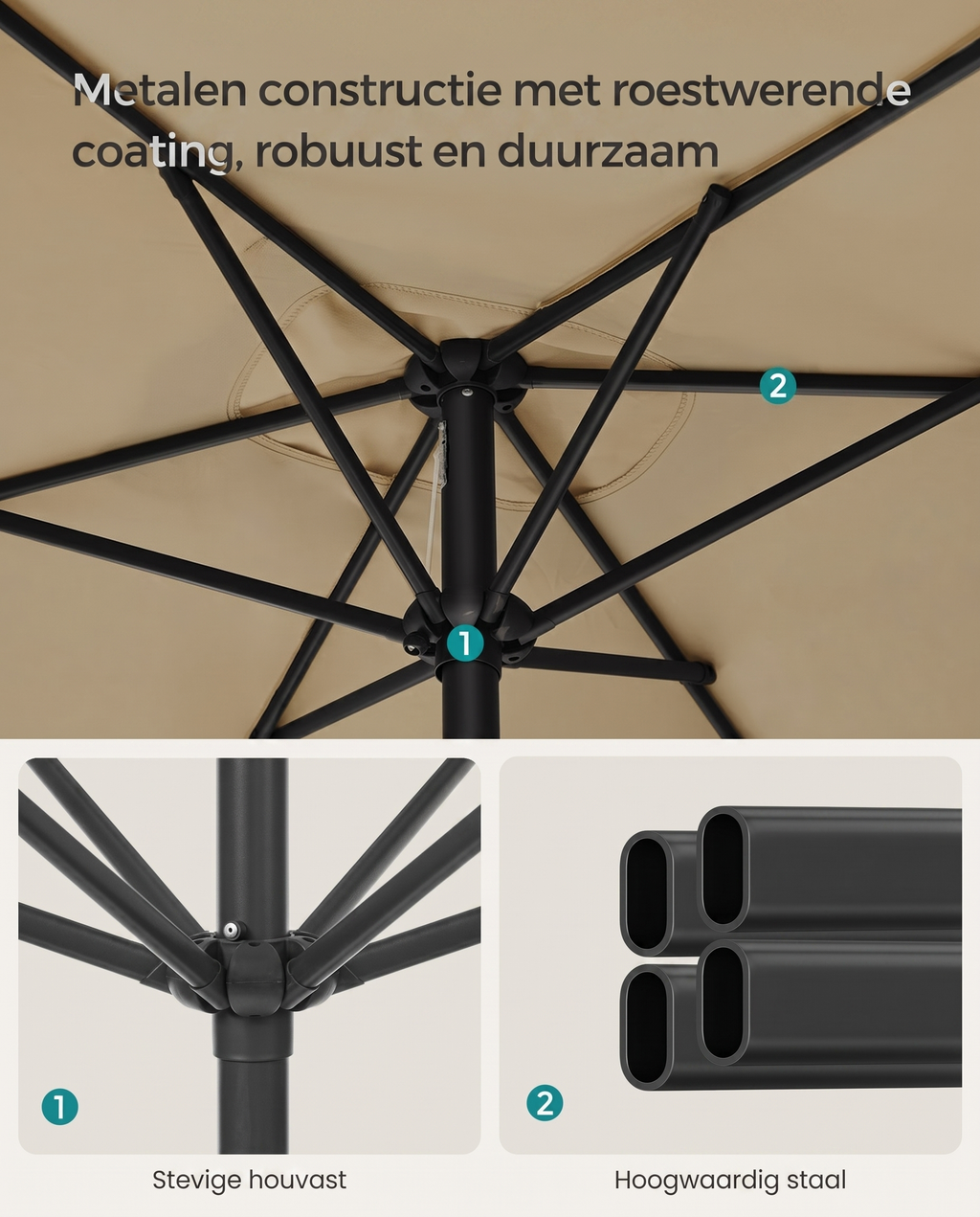 Rechthoekige Parasol - Balkon Parasol met Kantelfunctie - UV-bescherming