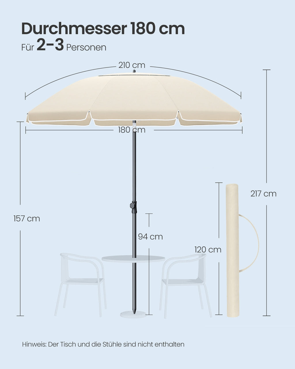 Parasol 180cm - Met Hoge UV-Bescherming - Voor Strand Of Tuin