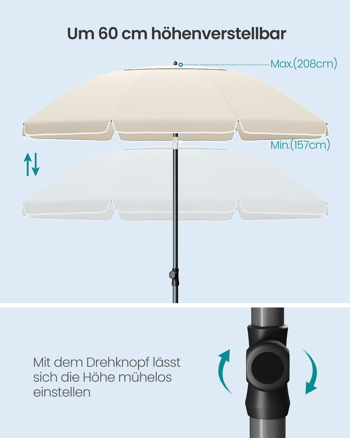 Parasol 180cm - Met Hoge UV-Bescherming - Voor Strand Of Tuin