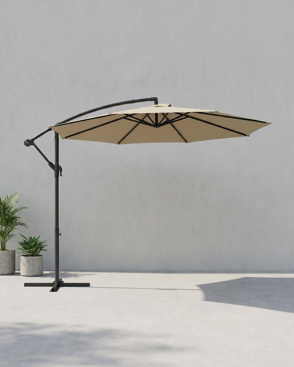 Zweefparasol Met Standaard – Tuinparasol Met UV-Bescherming UPF 50+ – Met Zwengel – Voor Balkon, Terras En Tuin