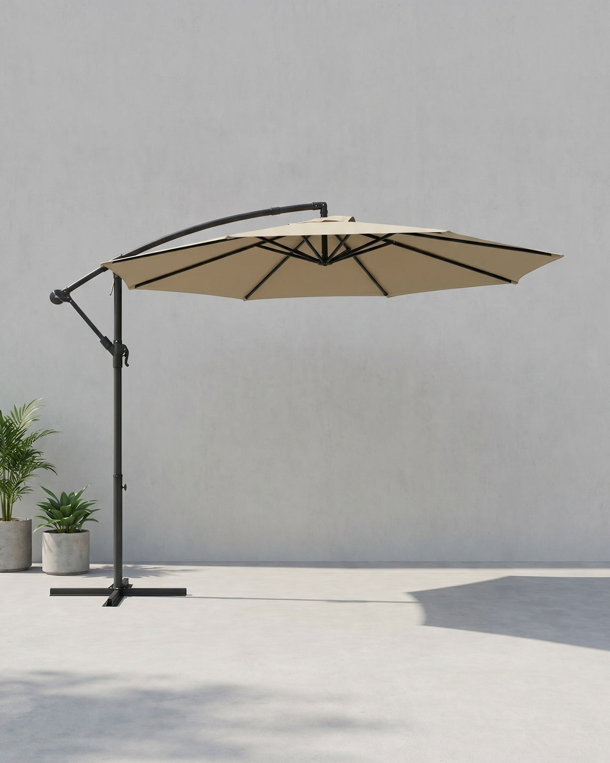 Zweefparasol Met Standaard – Tuinparasol Met UV-Bescherming UPF 50+ – Met Zwengel – Voor Balkon, Terras En Tuin